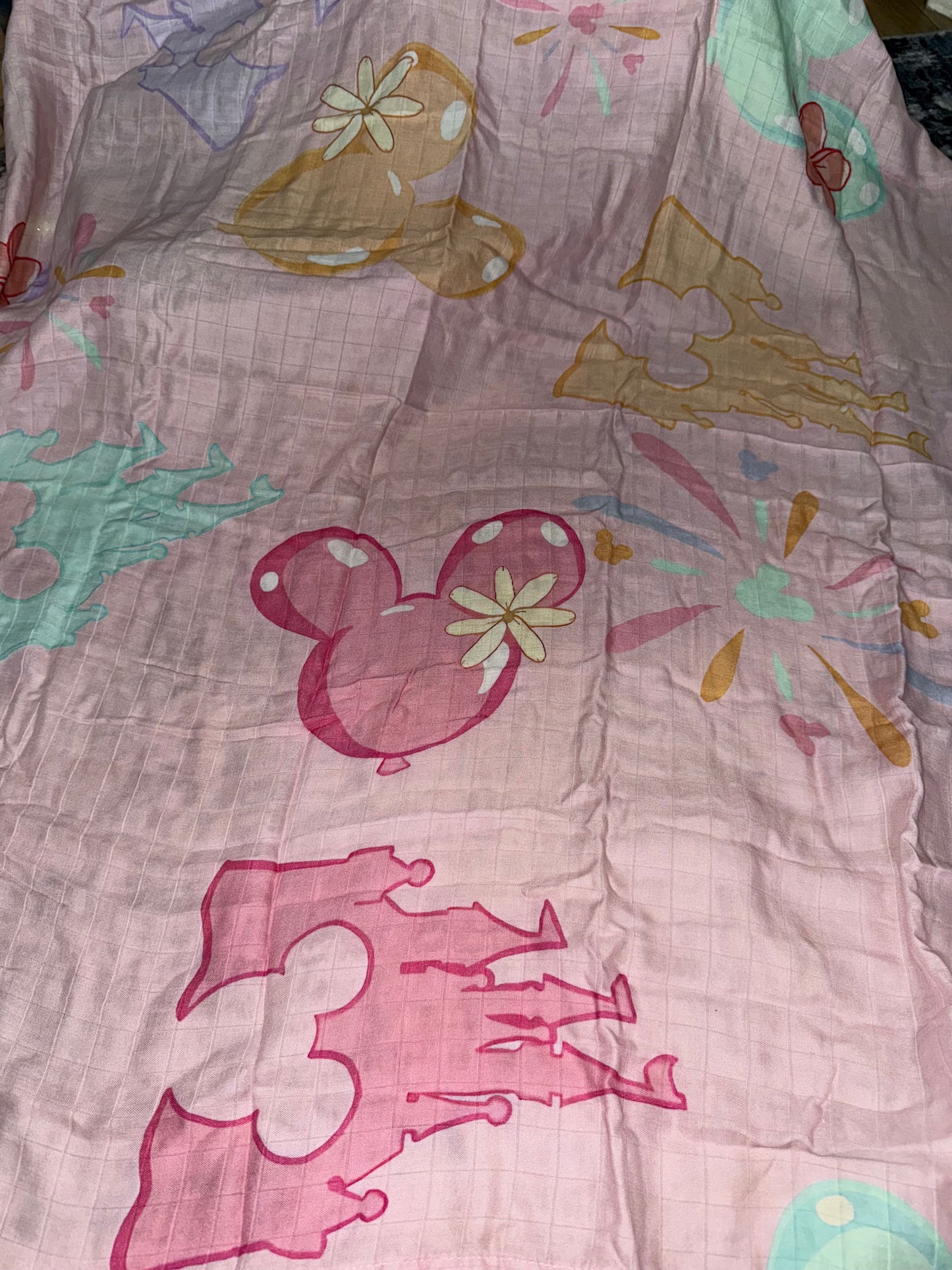 BABY MUSLIN SWADDLE BLANKET PINK CASTLE