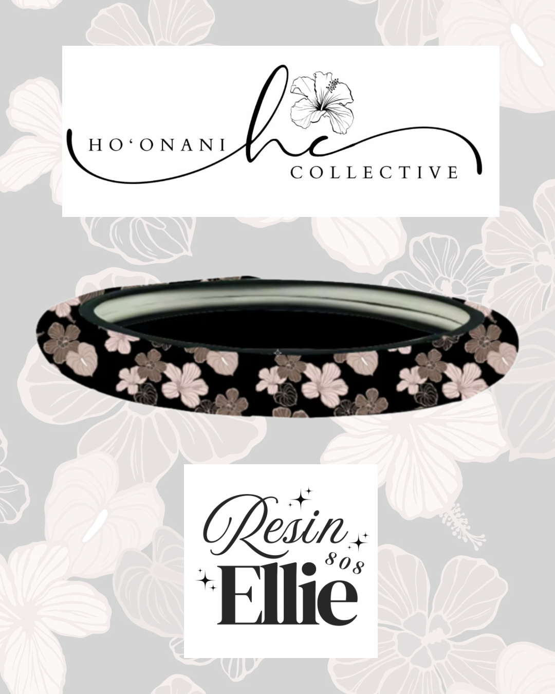 STEERING WHEEL COVER BLACK HIBISCUS HAU *COLLAB WITH HO'ONANI COLLECTIVE*