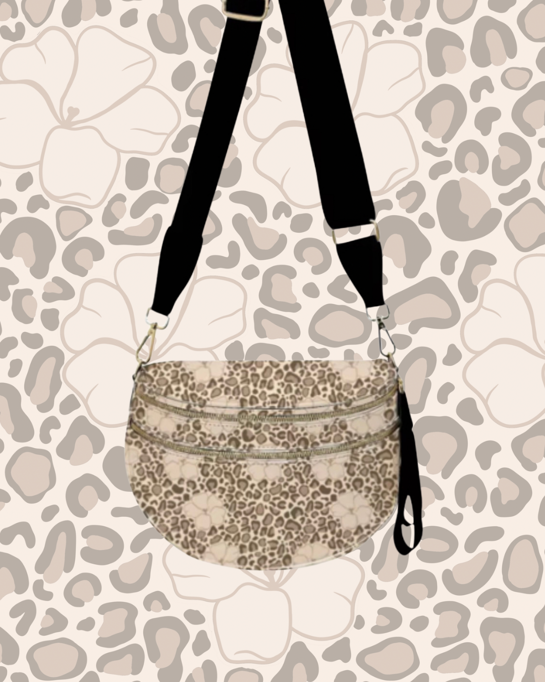 BELT BUM BAG LEOPARD PUAKENIKENI BEIGE (SILVER HARDWARE)