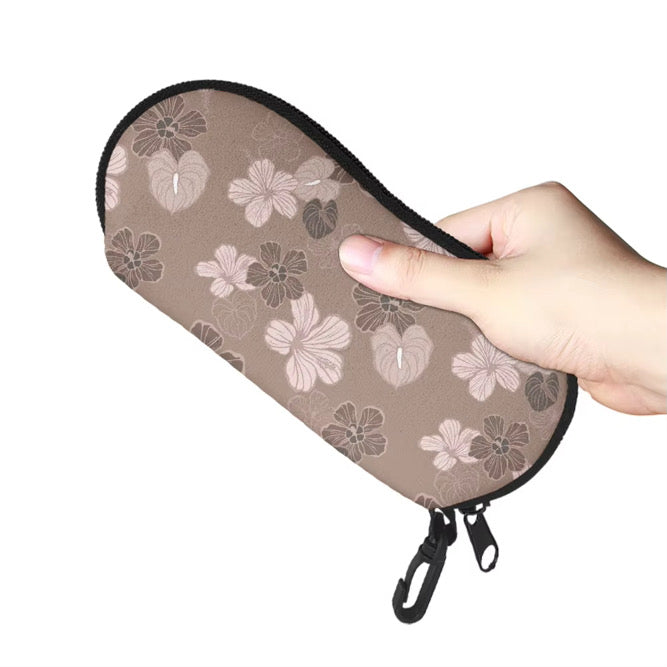 Eyeglass case mocha hibiscus hau
