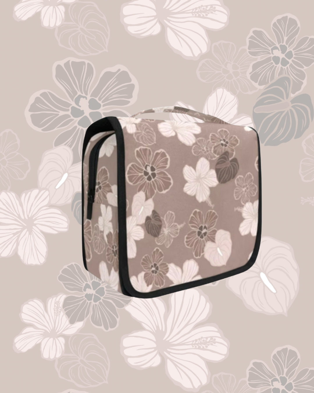 TRAVEL TOILETRY BAG MOCHA HIBISCUS HAU