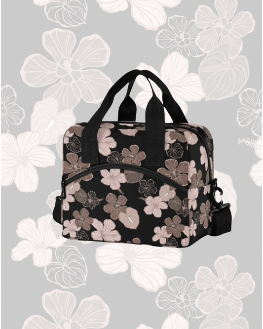 COOLER LUNCH BAG MEDIUM BLACK HIBISCUS HAU