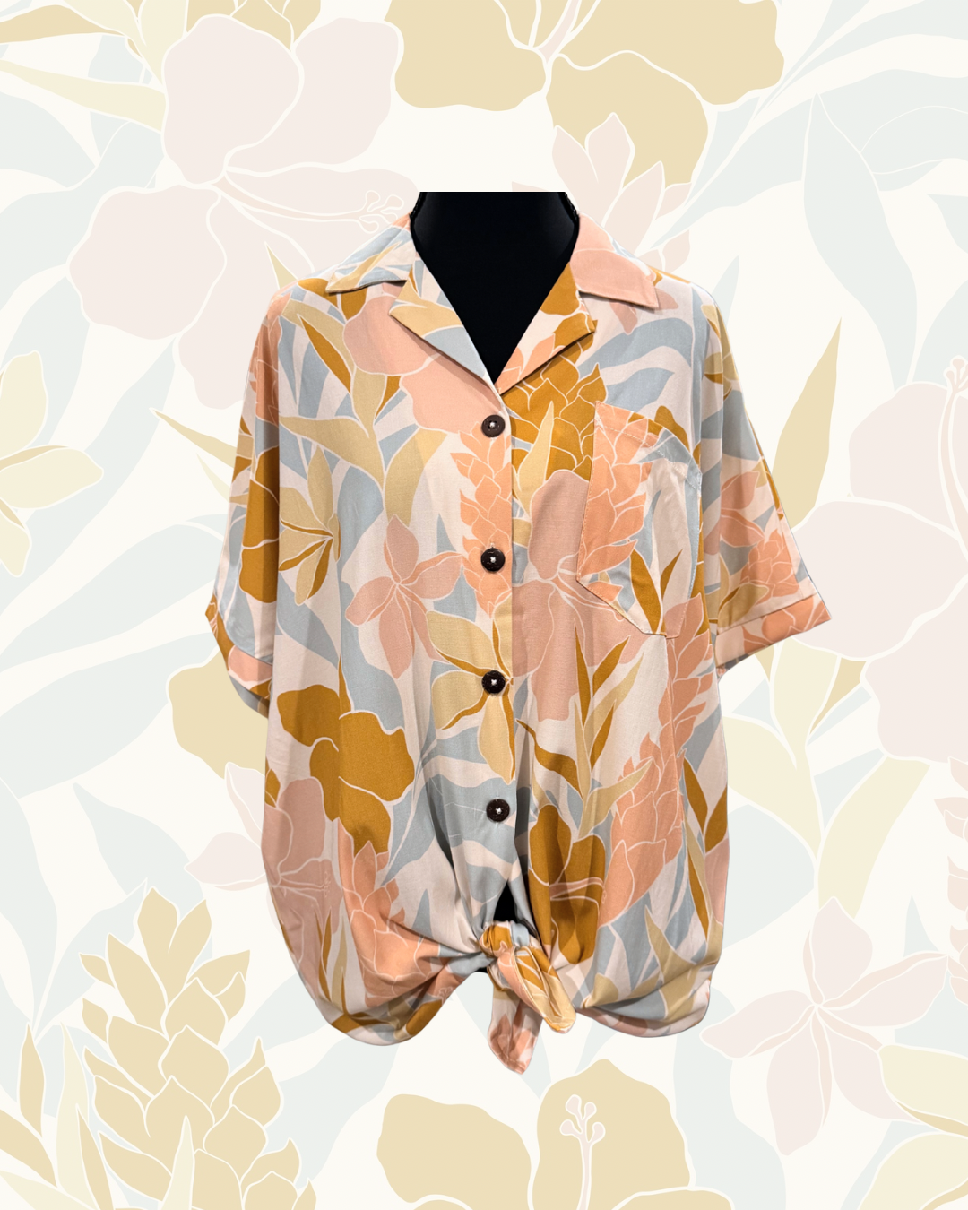 SHIRT TROPICAL RAYON/SPANDEX BLEND