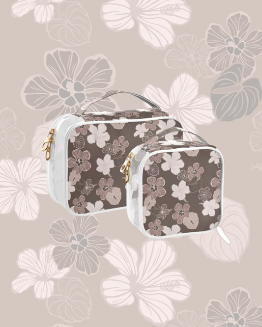 TOILETRY BAG CHOCOLATE HIBISCUS HAU 2-PC