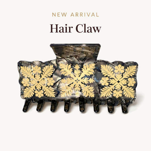 HAIR CLIP QUILT BLACK & GOLD