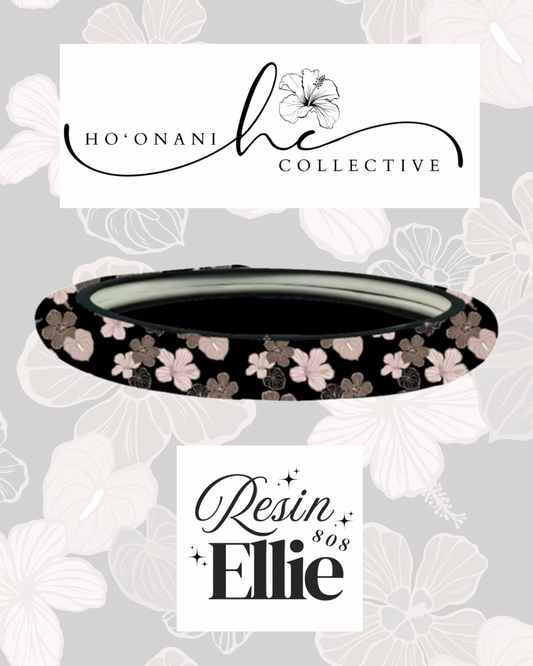 STEERING WHEEL COVER BLACK HIBISCUS HAU *COLLAB WITH HO'ONANI COLLECTIVE*