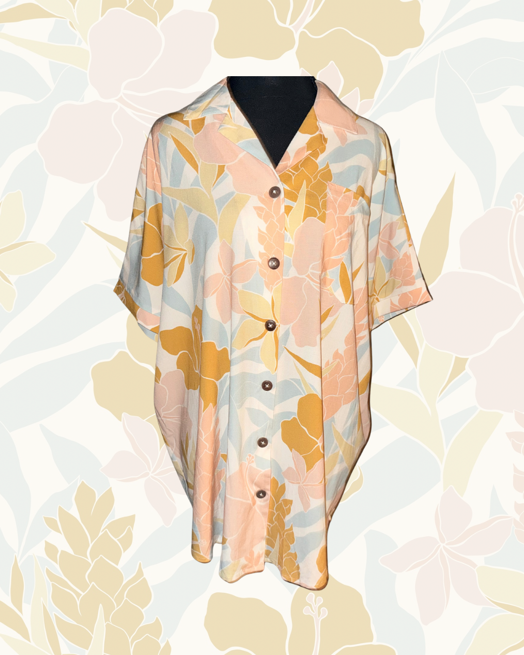 SHIRT TROPICAL RAYON/SPANDEX BLEND