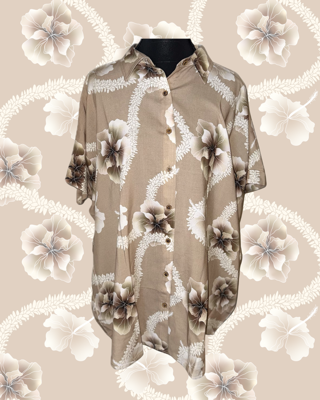 SHIRT HIBISCUS LEI 100% RAYON