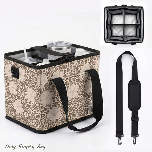 DRINK CARRIER TOTE LIGHT LEOPARD