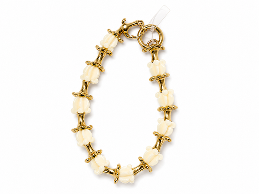 PHONE WRIST STRAP CROWN & PUAKENIKENI (GOLD & IVORY)