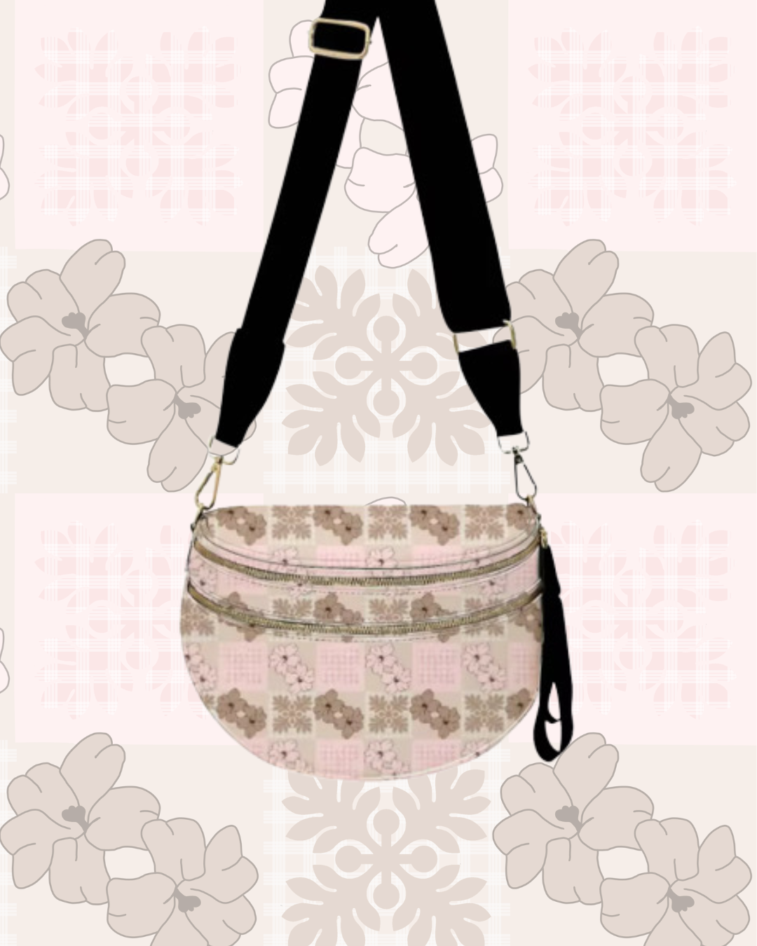 BELT BUM BAG PINK & BEIGE (GOLD HARDWARE)