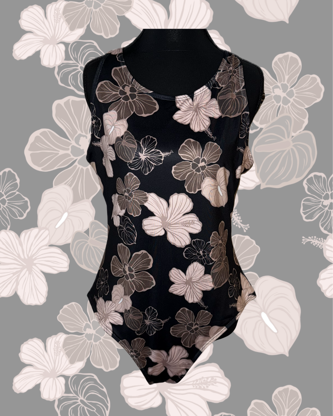 BODYSUIT BLACK HIBISCUS HAU