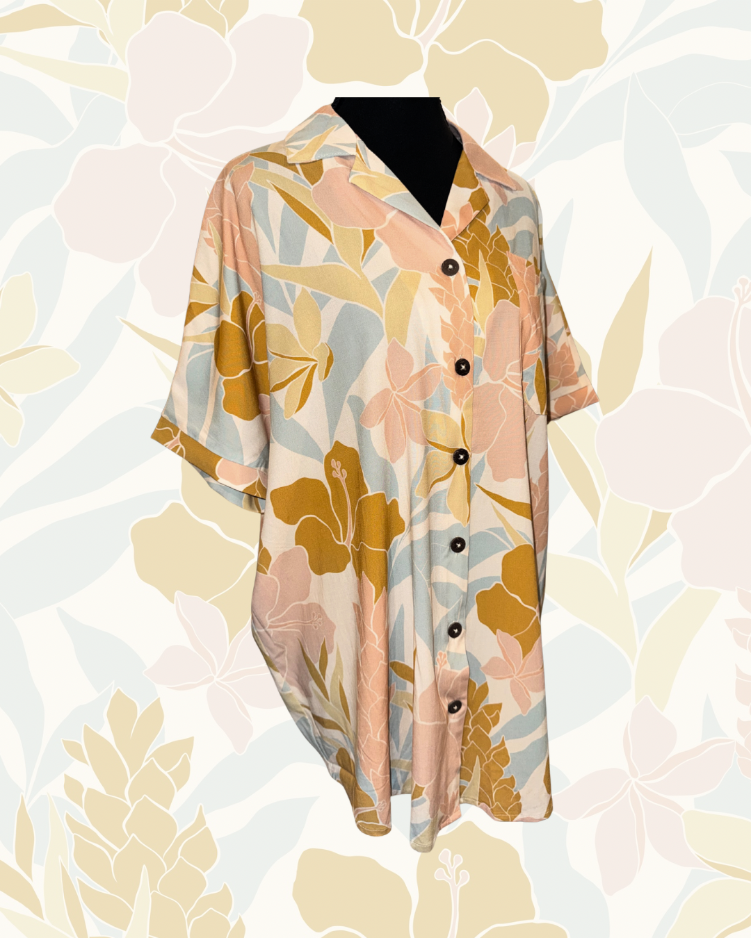 SHIRT TROPICAL RAYON/SPANDEX BLEND