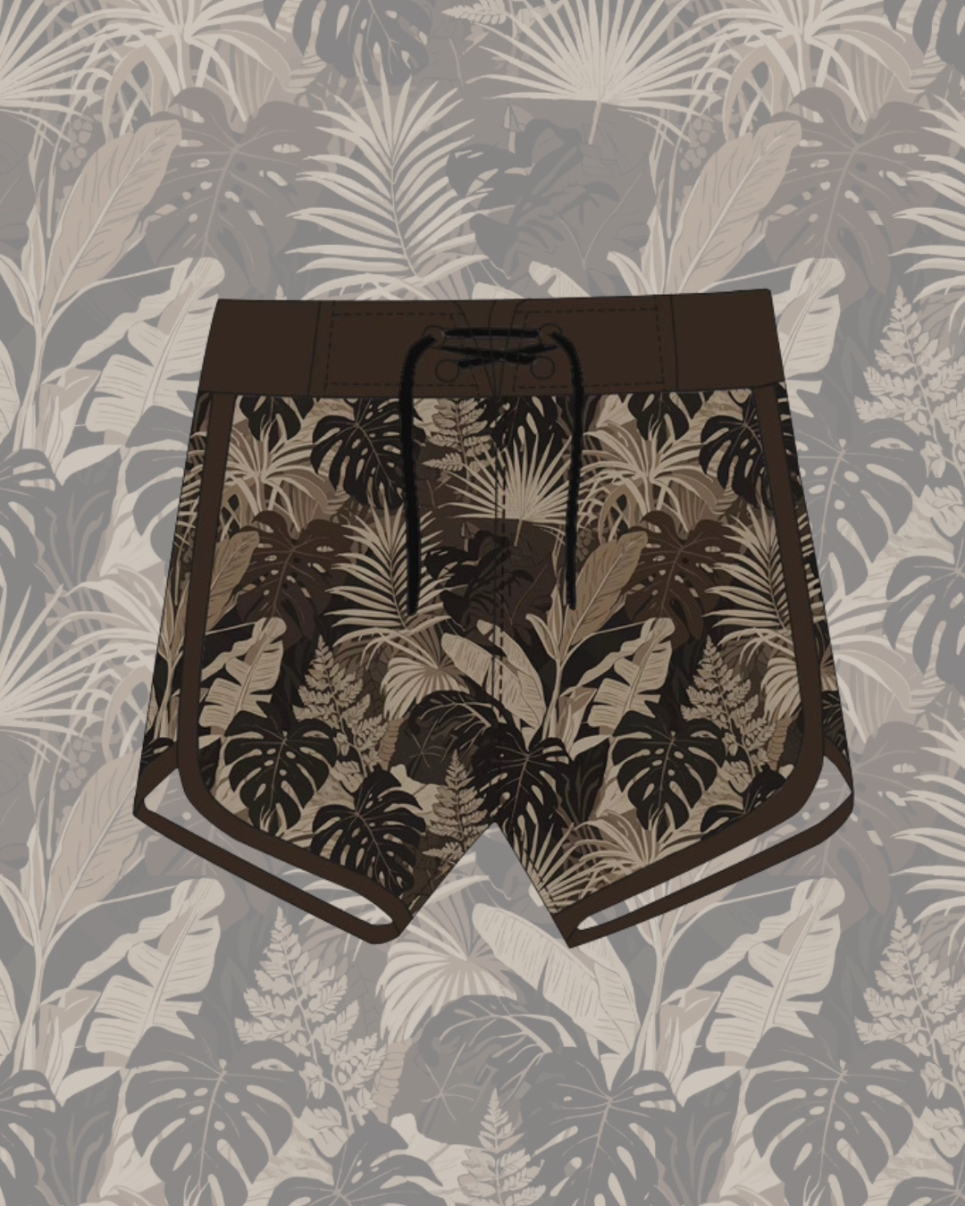BOY'S SHORTS BLACK TROPICAL CAMO