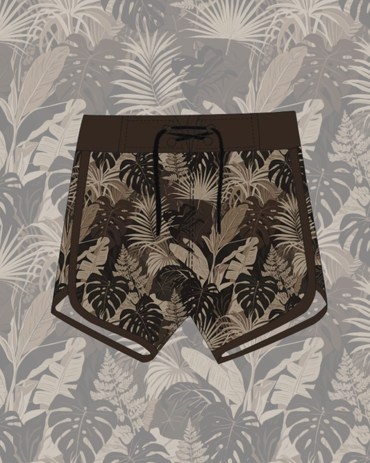 BOY'S SHORTS BLACK TROPICAL CAMO