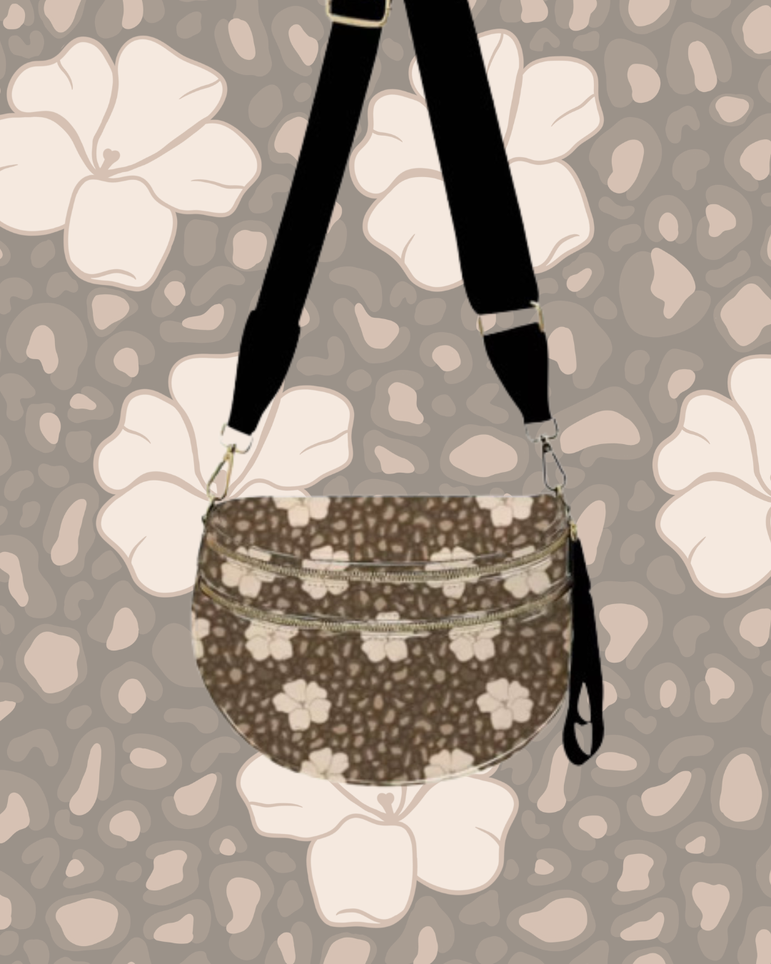 BELT BUM BAG LEOPARD PUAKENIKENI DARK BROWN (SILVER HARDWARE)