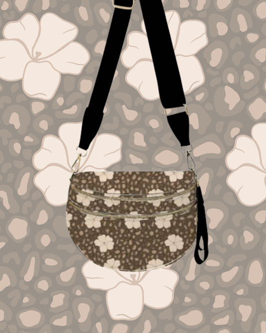 BELT BUM BAG LEOPARD PUAKENIKENI DARK BROWN (SILVER HARDWARE)