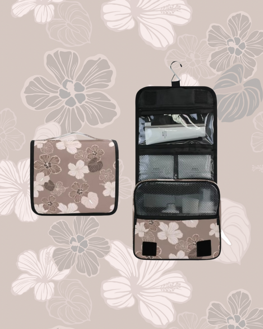 TRAVEL TOILETRY BAG MOCHA HIBISCUS HAU
