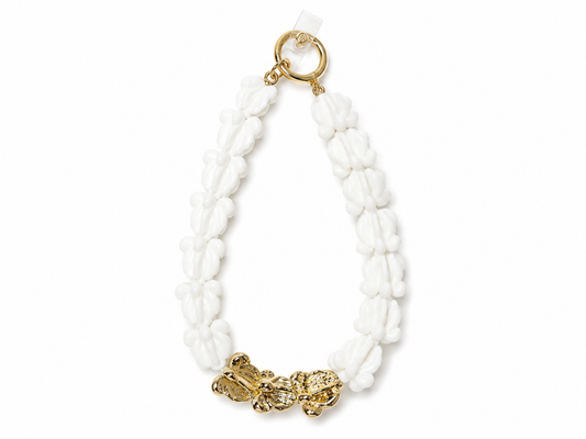 PHONE WRIST STRAP CROWN FLOWER (GOLD & WHITE)