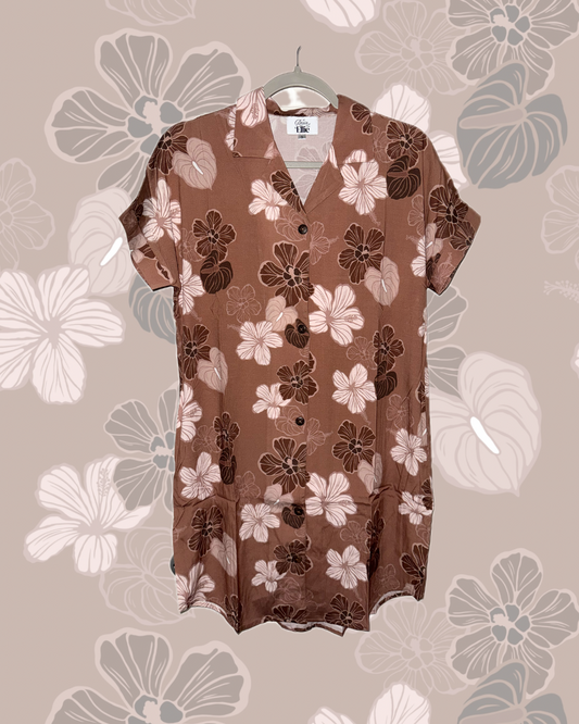 DRESS CHOCOLATE HIBISCUS HAU (RAYON/SPANDEX)