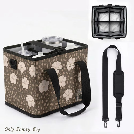 DRINK CARRIER TOTE DARK LEOPARD