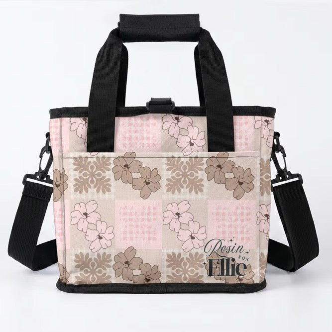 DRINK CARRIER TOTE PINK & BEIGE