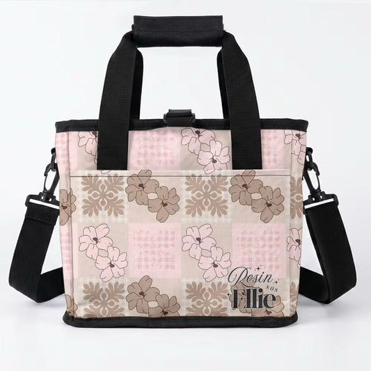 DRINK CARRIER TOTE PINK & BEIGE